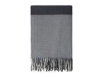 Grey and dark grey blanket with fringe
