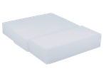 White rectangular kitchen sponge or cleaning pad.
