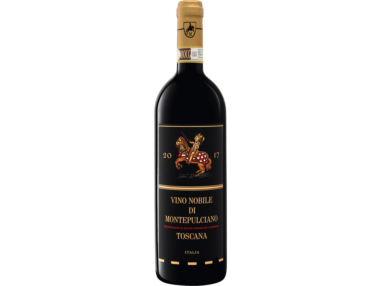 Bouteille de vin Vino Nobile di Montepulciano DOCG de Toscane.