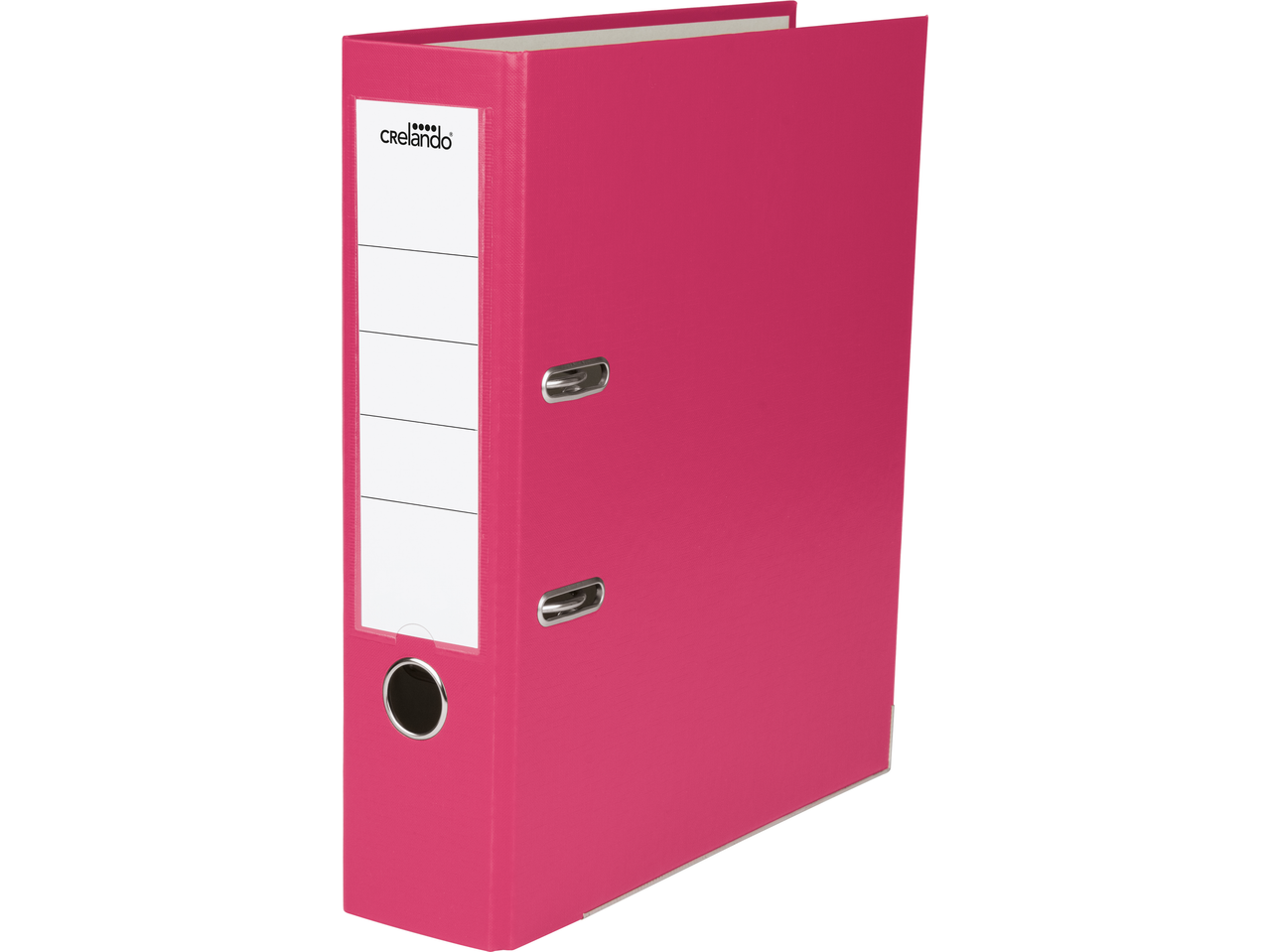 CRELANDO fuchsia roze ordner met etiket en vingergat.