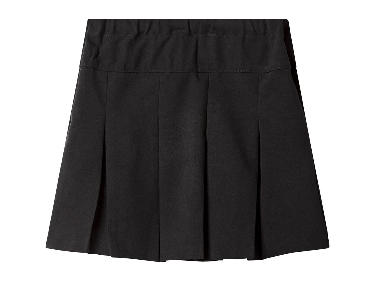 Black pleated school skirt with an elasticated waistband.