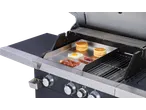 Placa Plancha GRILLMEISTER com panquecas, ovo e bacon na grelha.