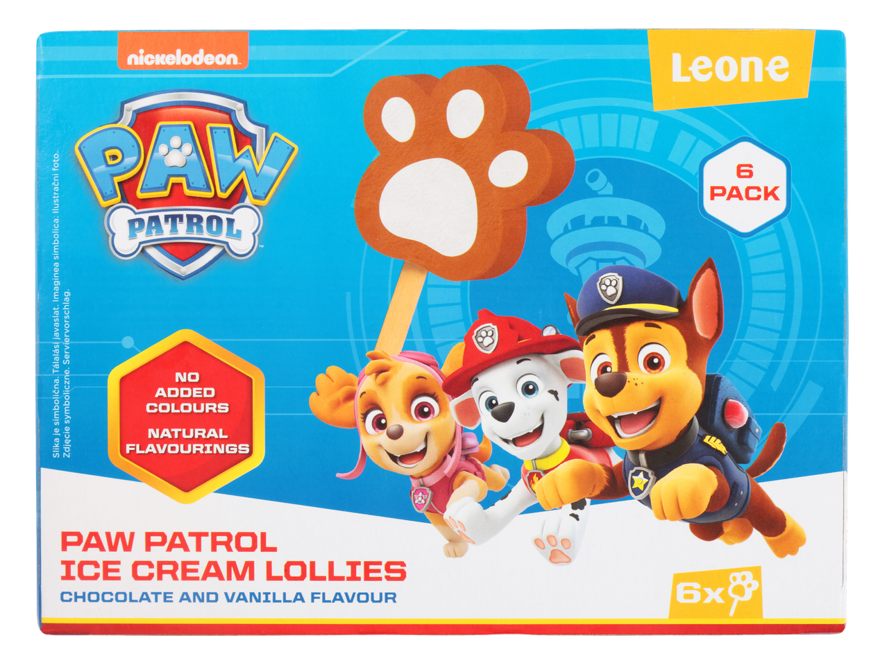 Paw Patrol sladoledne lučke, okus čokolade in vanilije, pakiranje 6 kosov.