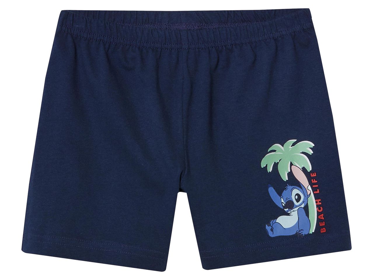 Lilo és Stitch mintás, sötétkék fiú rövidnadrág.
