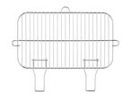 Chrome-plated rectangular barbecue grill with handles and support legs.