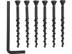 Six black spiral pegs and an Allen key.