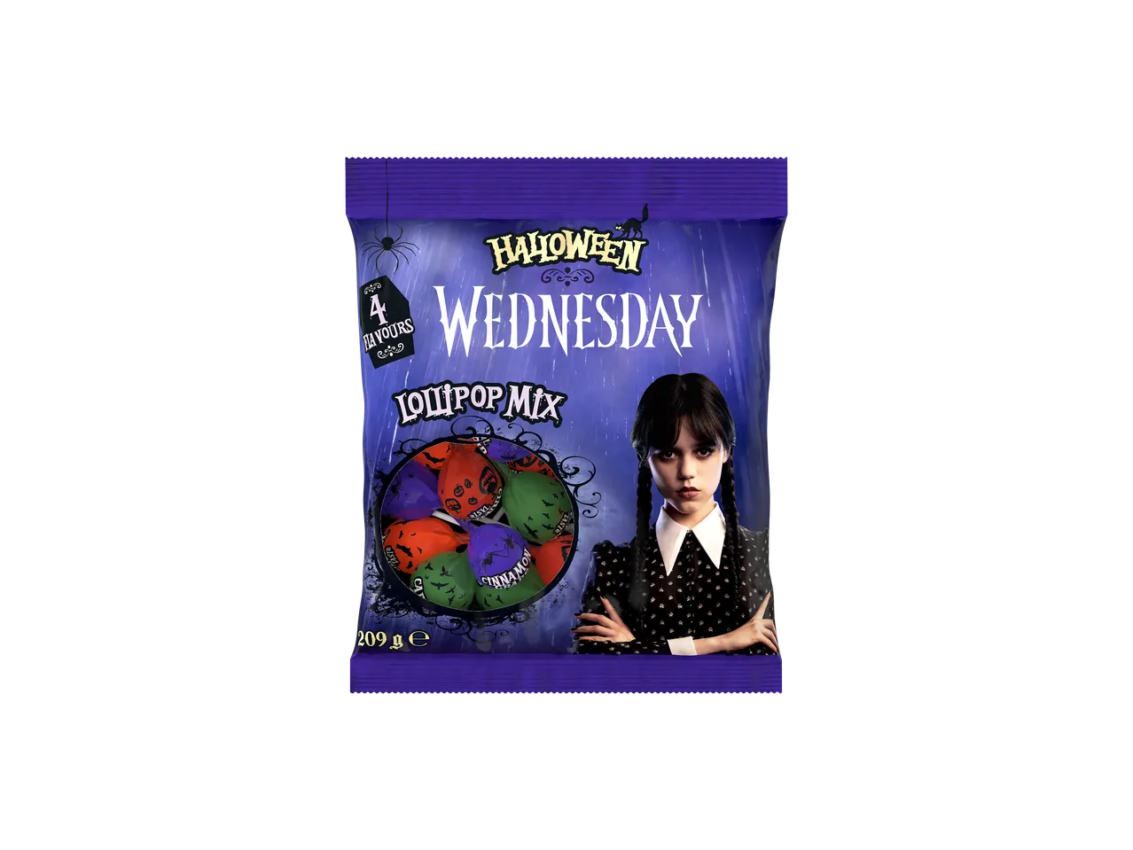 Halloween Wednesday ledinukų mišinio pakuotė su 4 skoniais.