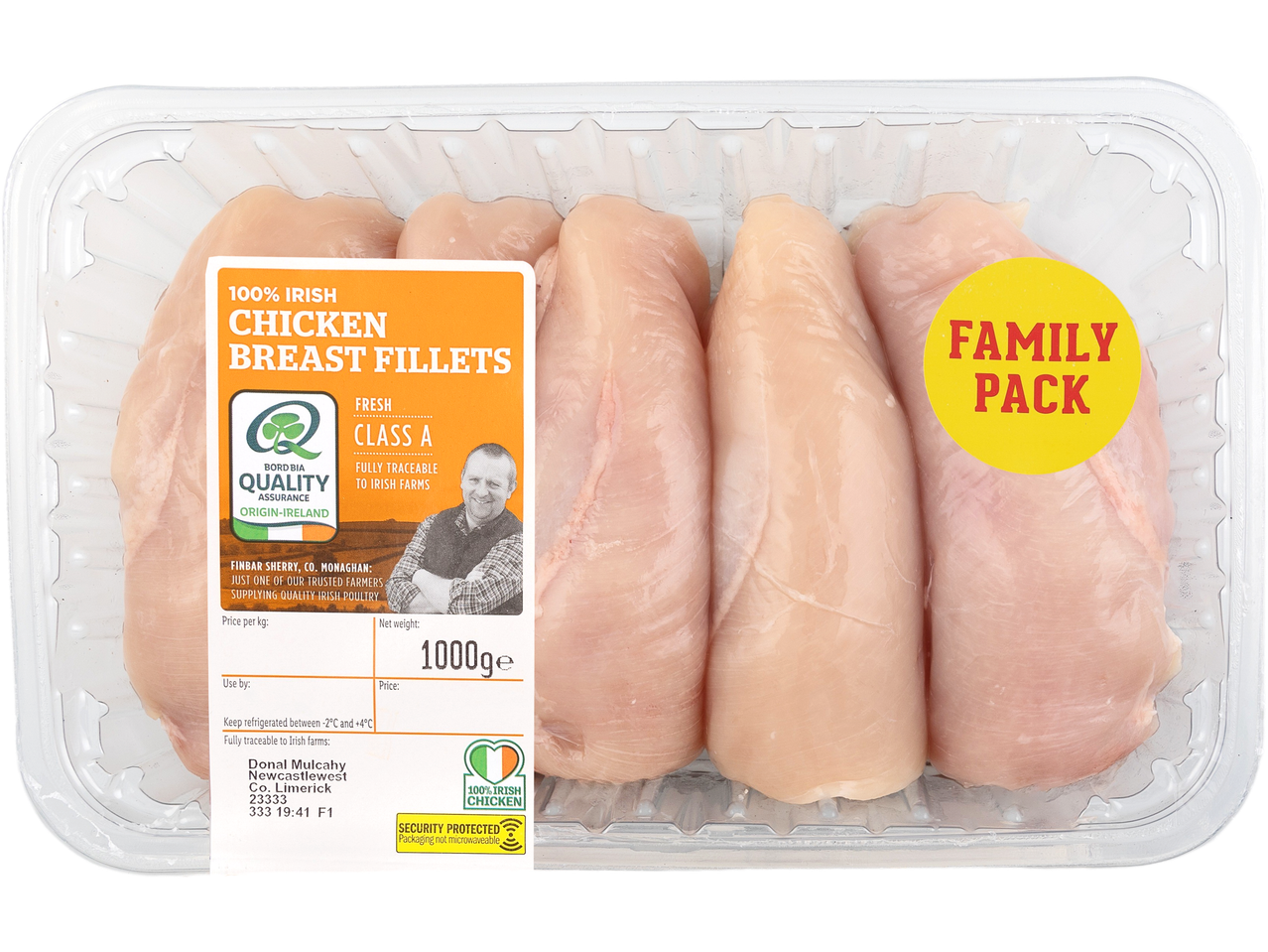 Lidl Irish Chicken Breast Fillets, 1000g family pack, with Bord Bia Quality Assurance.