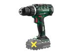 Cordless drill with a highlighted battery pack