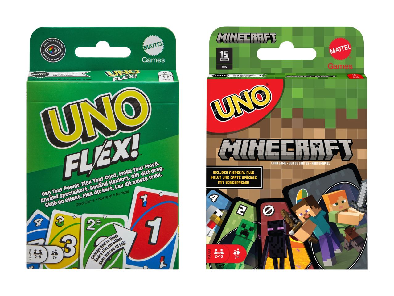 To UNO kortspil: UNO Flex! og UNO Minecraft.