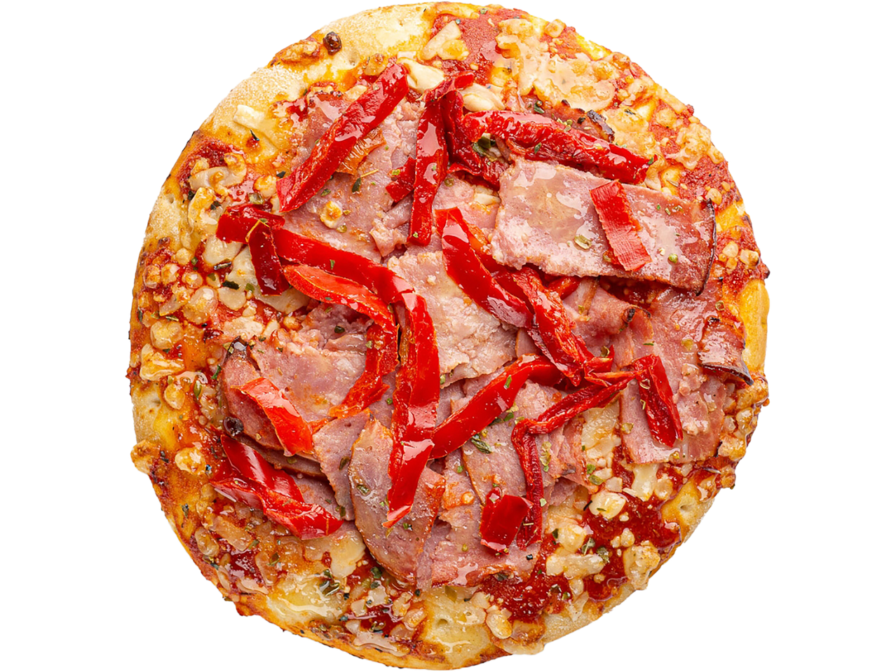 Mini pica su kumpiu, paprika ir sūriu