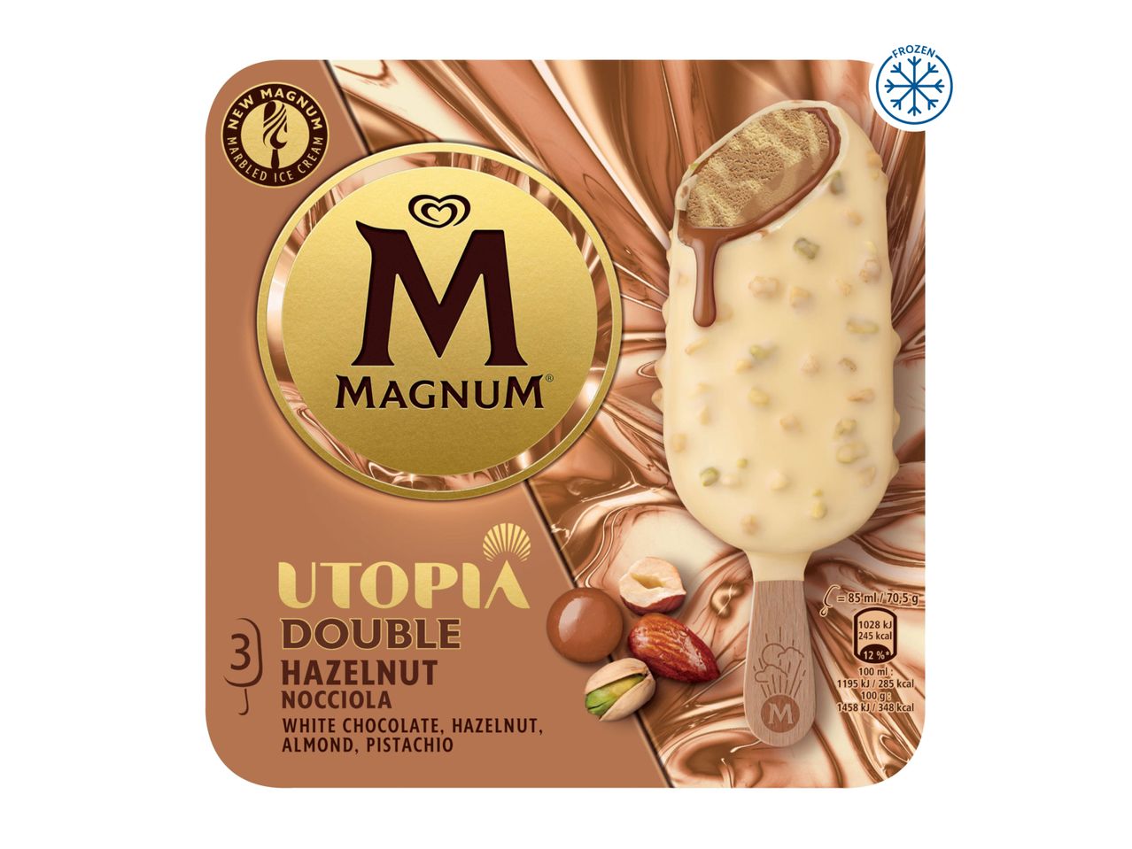 Magnum Utopia Hazelnut ice cream bar packaging.