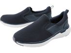 Due scarpe slip-on blu scuro con suole bianche