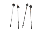 Zwei Paar CRIVIT Nordic Walking Stöcke, einer in Schwarz-Orange, der andere in Schwarz-Silber.
