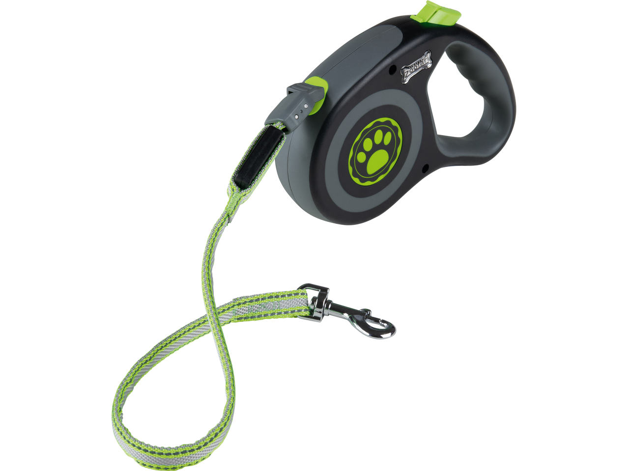 Zoofari sissetõmmatav koerarihm mustas ja rohelises värvitoonis