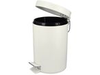 Кръгъл кош за отпадъци с педал в кремав цвят, с отворен капак и черна вътрешна кофа
