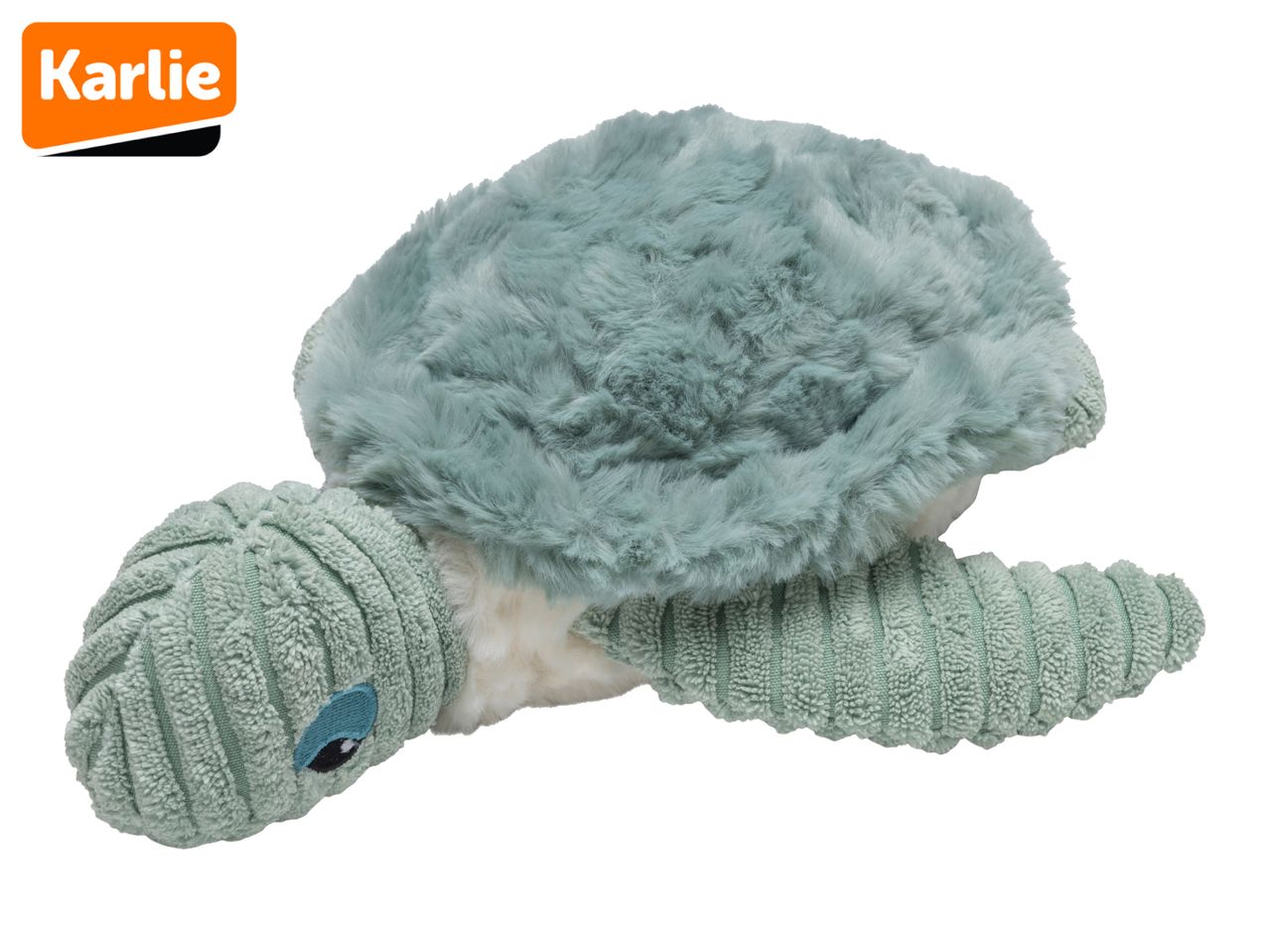 Karlie's plush sea turtle toy in a soft sage green.