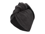 Dark grey microfiber hair towel wrap with a twisted knot design on top.