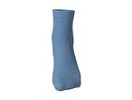 Single light blue ribbed sock, standing upright on a white background.