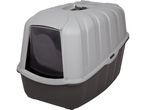 A gray and dark gray enclosed cat litter box.