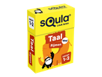 Een geel educatief spel voor groep 1-2, gericht op taal en rijmen, met een oranje mammoet en een zwart-wit figuurtje.