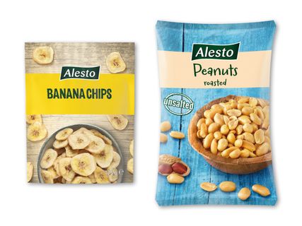 Alesto Bananchips eller ristede peanuts