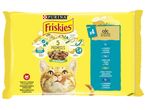 Purina Friskies, храна за котки в сос със сьомга, риба тон, риба треска и сардини, 4 x 85 g/опаковка