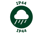 Oznaka IP44 sa ikonom oblaka i kiše, što označava otpornost na prskanje.