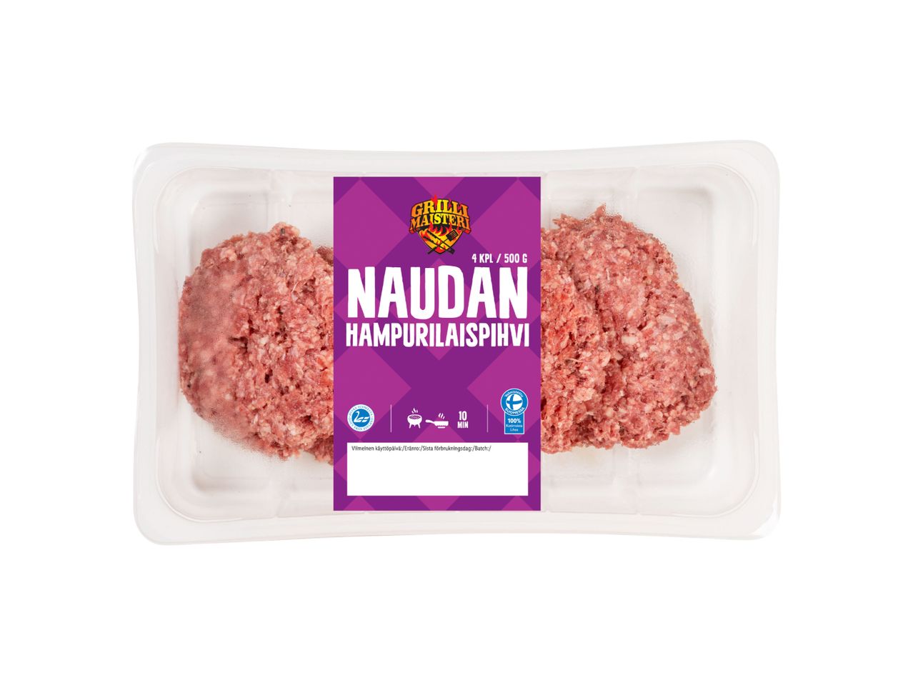Mene koko näytön tilaan: Grillimaisteri Naudan hampurilaispihvi 4-pack - Kuva 1