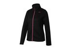 Black women's knitted fleece jacket with a pink zipper and a small pink logo on the chest.
