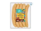 Chilled cheeseburger style coarse sausages with cheddar and smoked ham, pre-cooked, 350g.