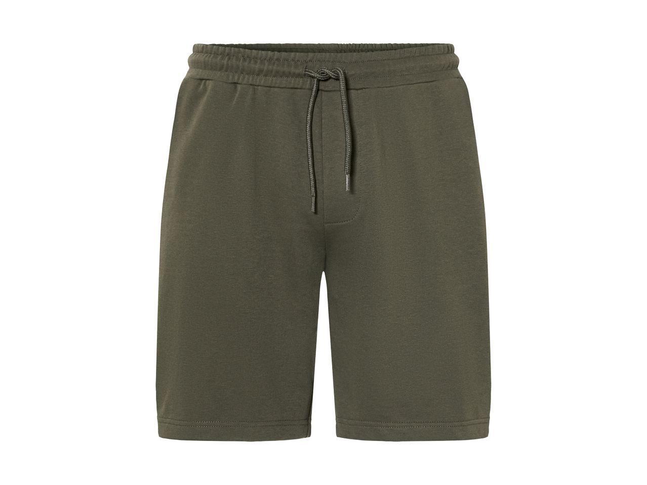 En olivengrøn sweatshorts med snøre i taljen.