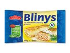 Blinys med kyllingekødsfyld, frosne, 500g = 7 styk, med tilberedningsvejledning.