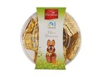 Easter chocolate mini bunnies in gold foil, with a Fairtrade cocoa label