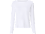 Balti moteriški marškinėliai ilgomis rankovėmis su laivelio formos iškirpte