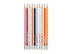 Ten colorful pencils with motivational phrases like 'BE CHARMING', 'BE SMART', 'BE STYLISH', 'BE SILLY', and 'BE KIND'.