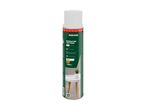 White coloured varnish spray can, 750ml, matt finish, suitable for interior and exterior use.
