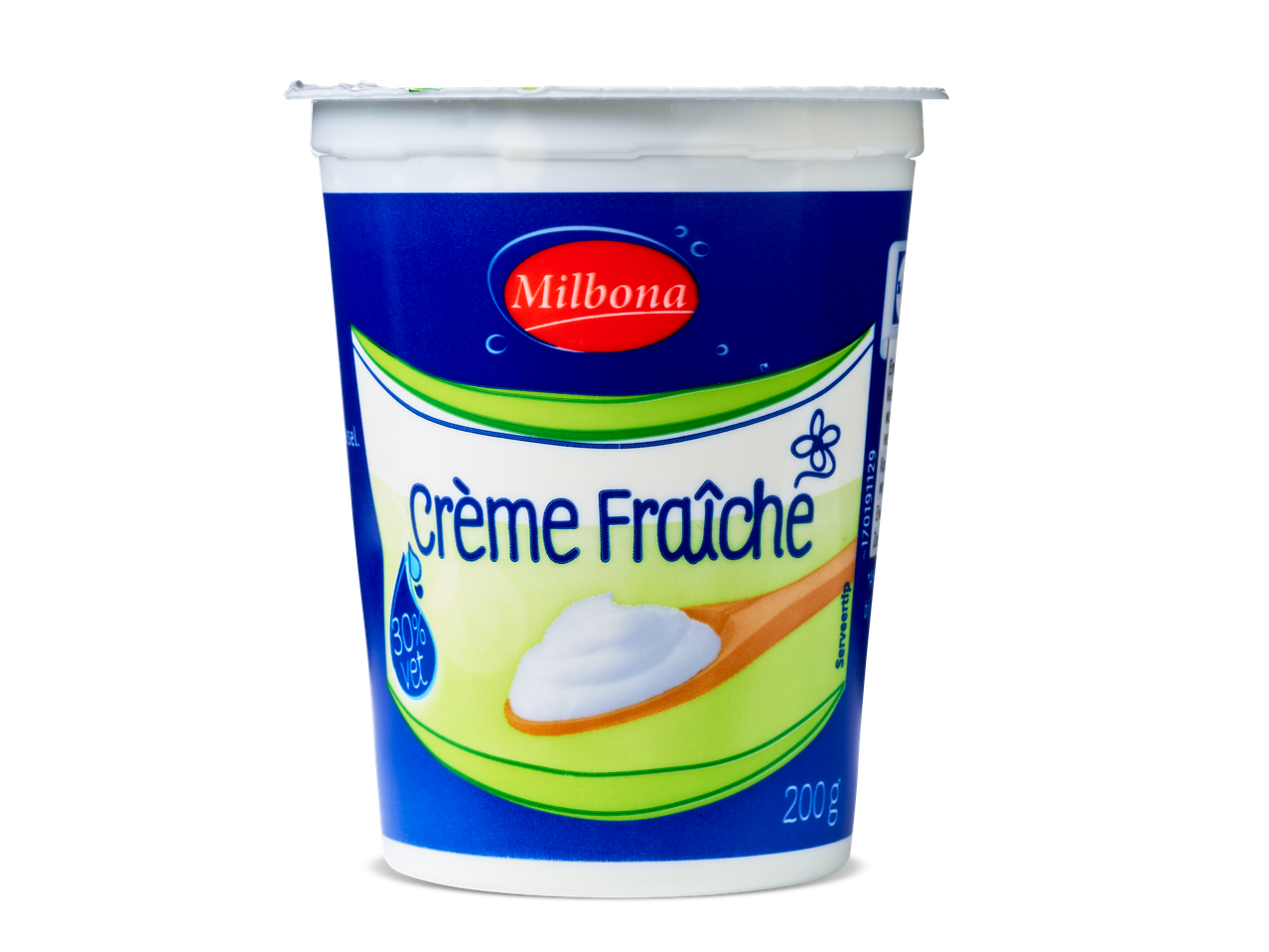 Milbona Crème Fraîche in een bekertje van 200g.