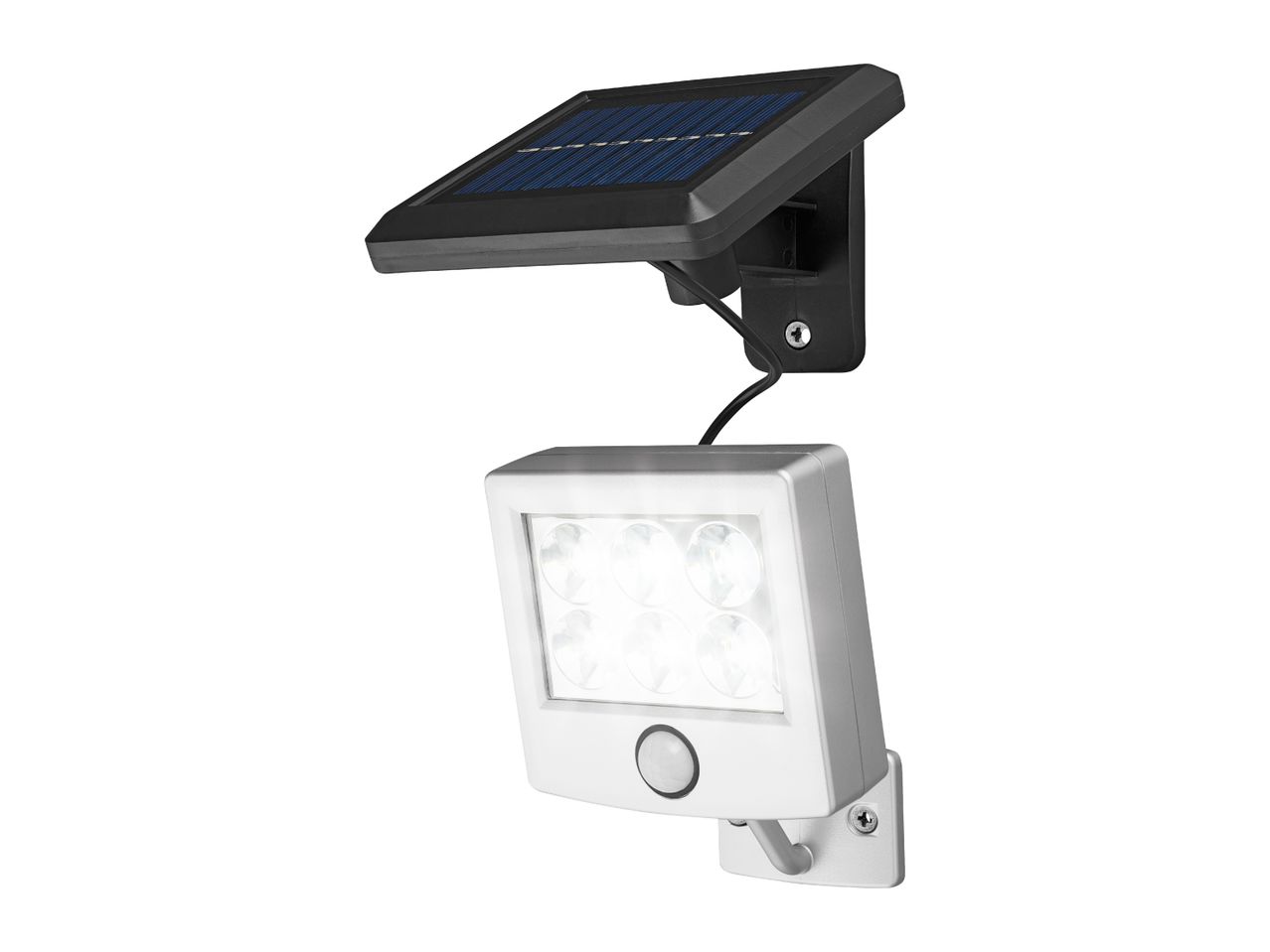 Solar-powered LED wall light with motion sensor and separate solar panel