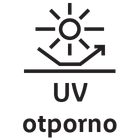 UV otporno, simbol sunca i strelice koja se odbija od površine