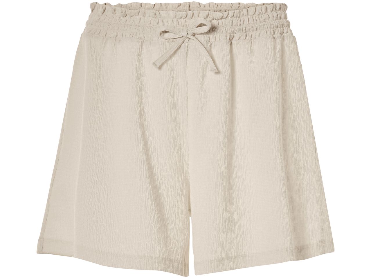 Shorts beige a vita alta con coulisse.