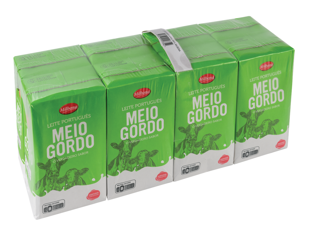 Milbona Leite Meio-gordo pack de 8 com Nutri-Score B.