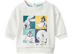 Balta kūdikio megztinė su Looney Tunes spauda.