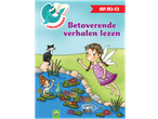 Boekomslag met fee, zeemeermin en kat bij een vijver, titel: „Betoverende verhalen lezen“