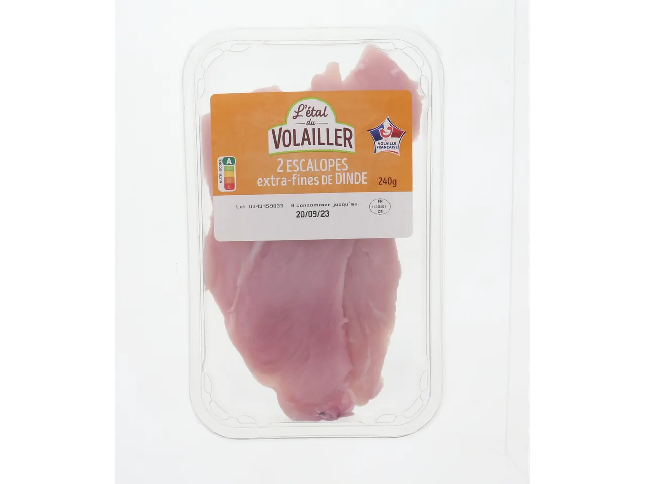Escalopes de dinde L'étal du Voilailler, conditionnées.