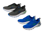 Zwei Paar Sportschuhe in Grau mit blauen und grünen Akzenten und in Blau mit grünen Akzenten.