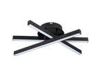 Candeeiro de teto LED LIVARNO home com quatro braços pretos perfurados e faixas de luz brancas