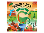 Kleurrijk kinderboek 'Schijn & Zoek Dino's' met vrolijke dinosauriërs op de kaft.