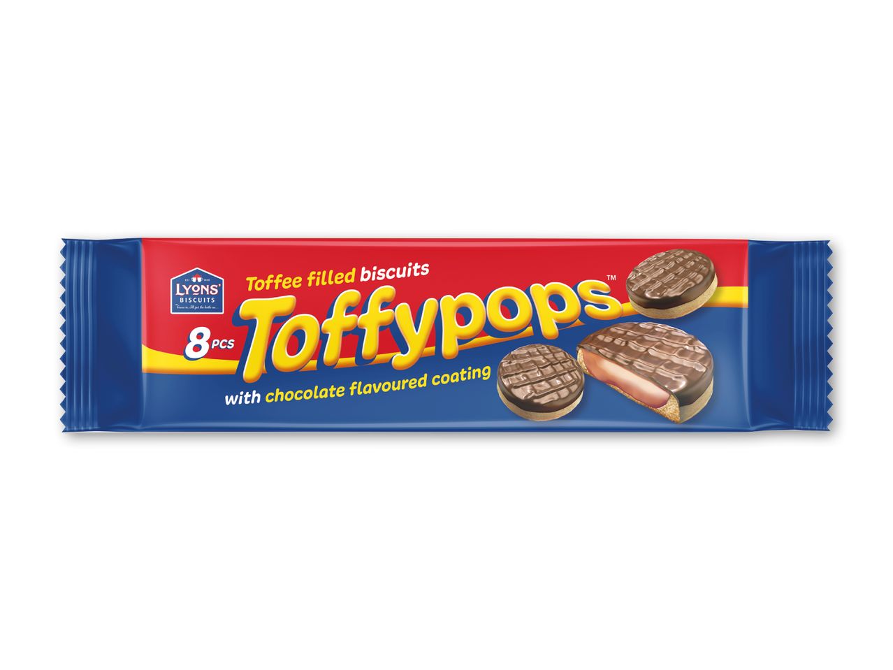 Pakke med toffee-fyldte kiks med chokoladesmag, 8 stk.