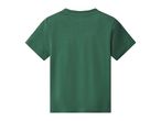 Back view of a plain dark green short-sleeved t-shirt.
